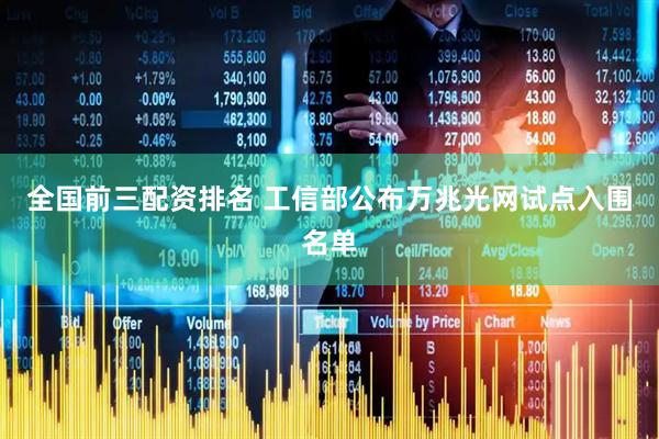 全国前三配资排名 工信部公布万兆光网试点入围名单