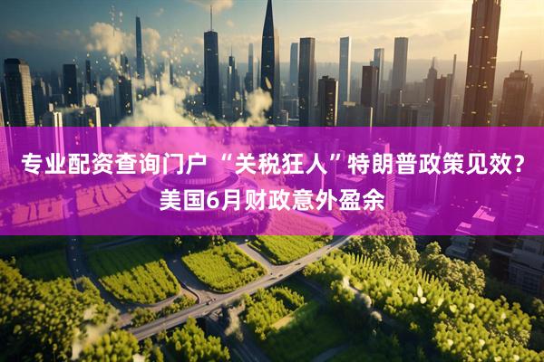 专业配资查询门户 “关税狂人”特朗普政策见效？美国6月财政意外盈余