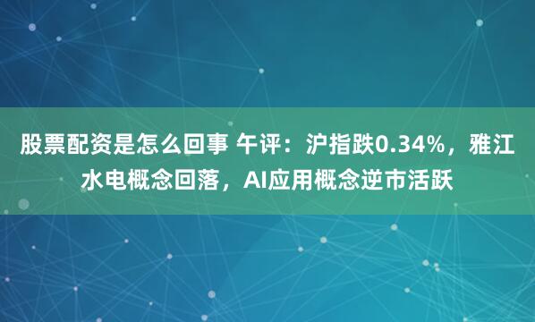 股票配资是怎么回事 午评：沪指跌0.34%，雅江水电概念回落，AI应用概念逆市活跃